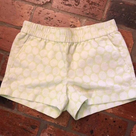 J. Crew 3" Boardwalk Suzy Circles Green White Pull-On Short sz0